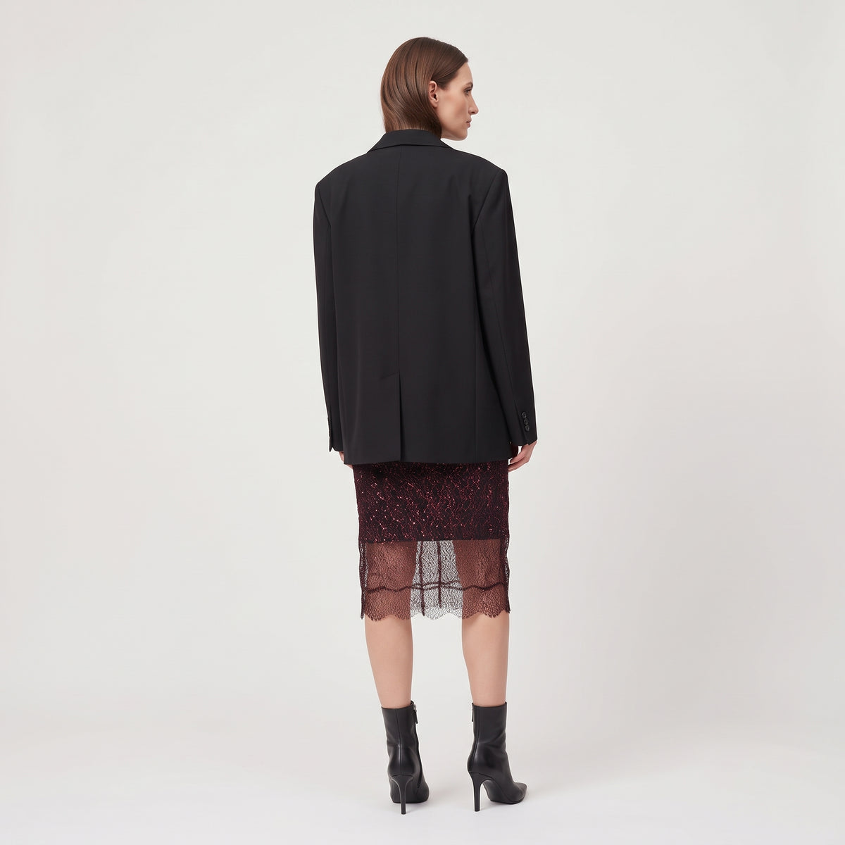 Metallic Lace Midi Skirt
