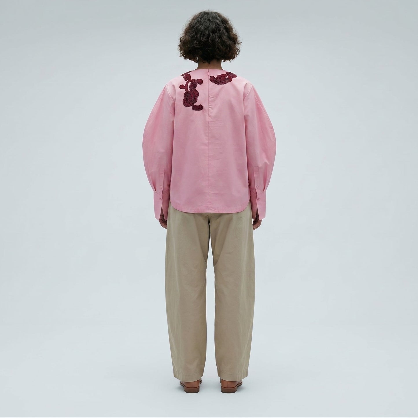 Embroidered Pink Cotton Blouse