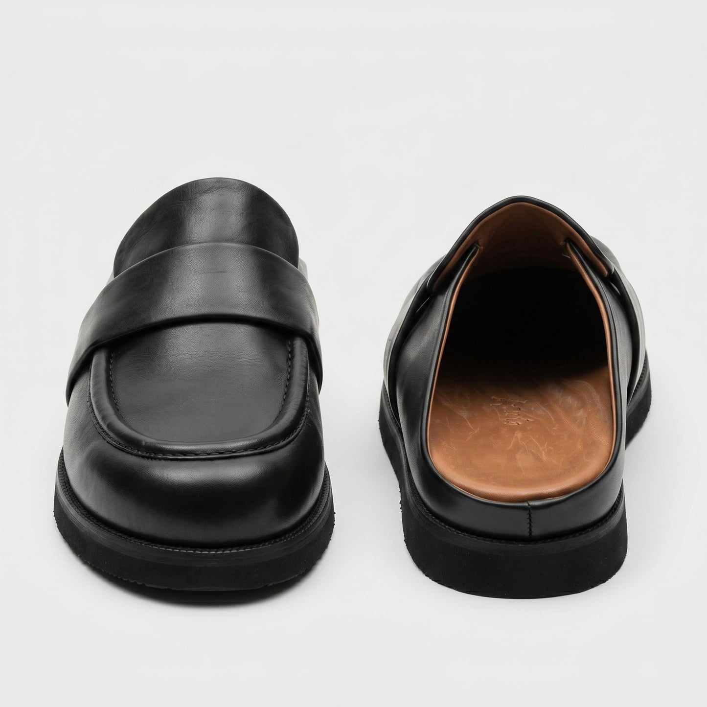 Leather Backless Loafer Mules