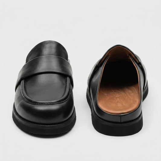 Leather Backless Loafer Mules