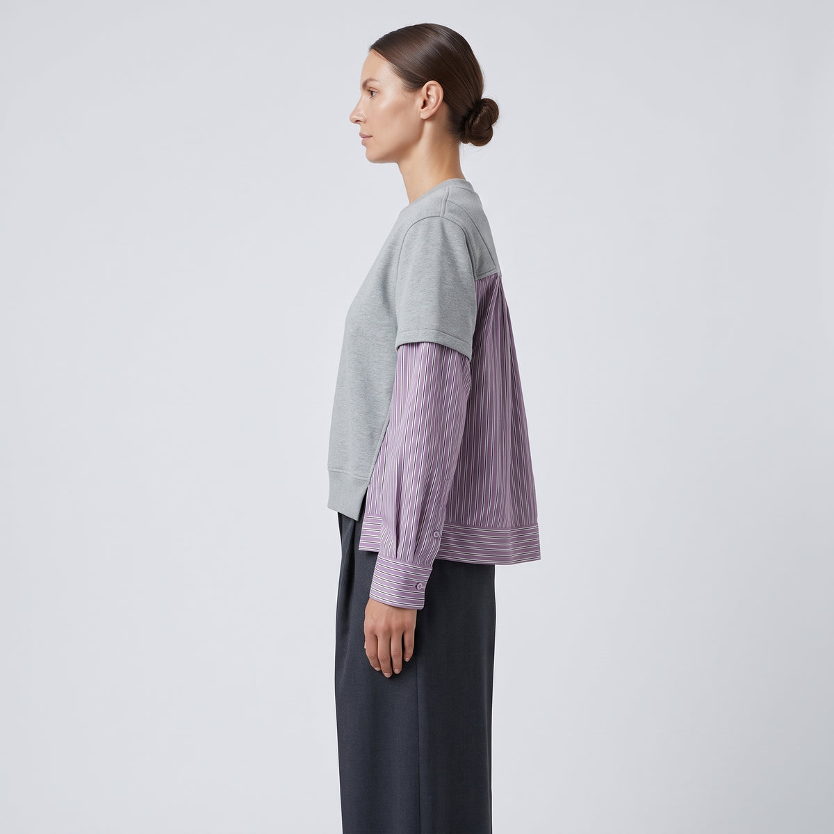 Layered Mixed Media Sweatshirt