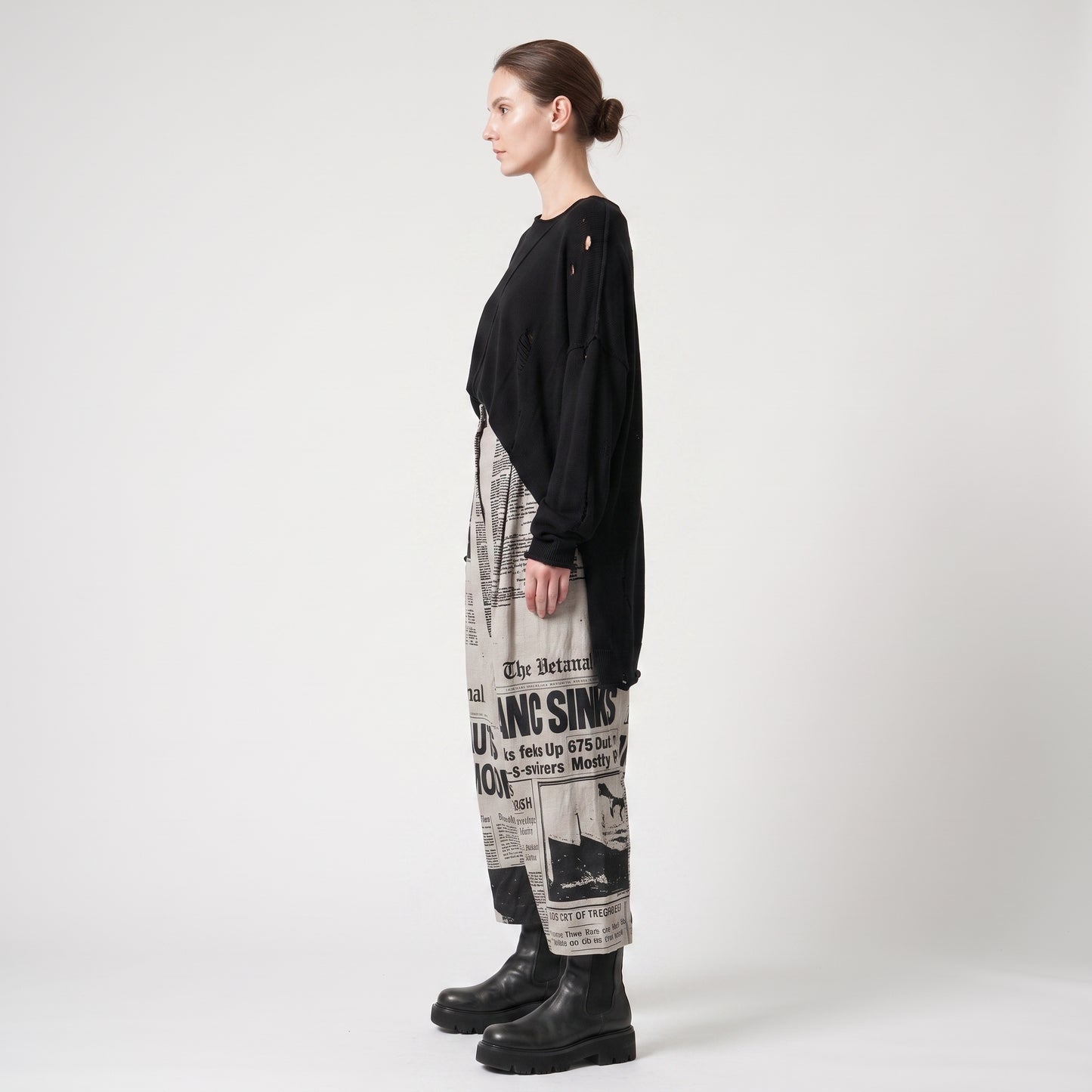 Newspaper Print Statement Trousers