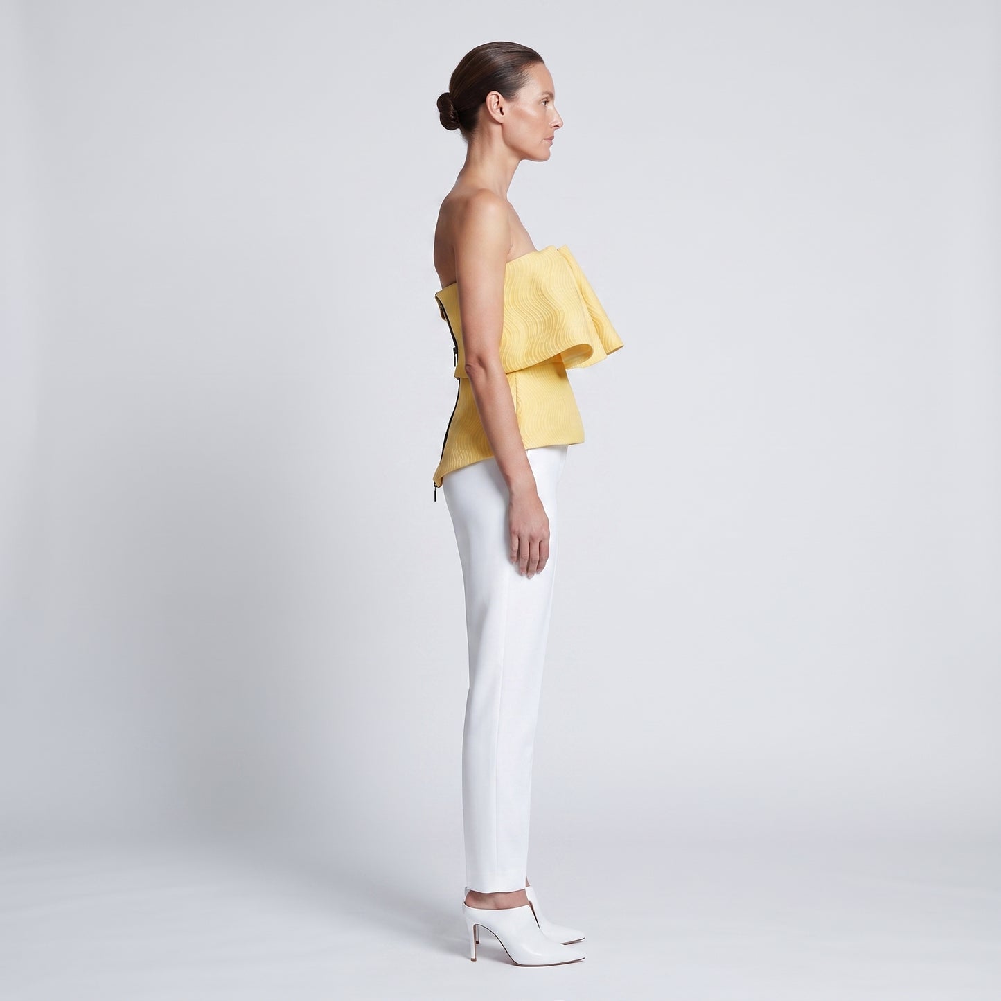 Textured Strapless Yellow Corset Top