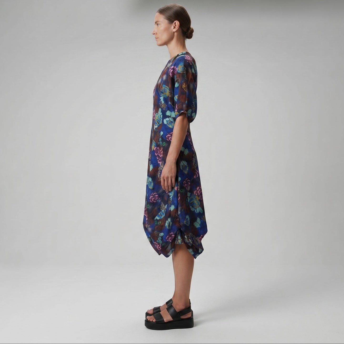 Floral Print Sculpted Midi Dress
