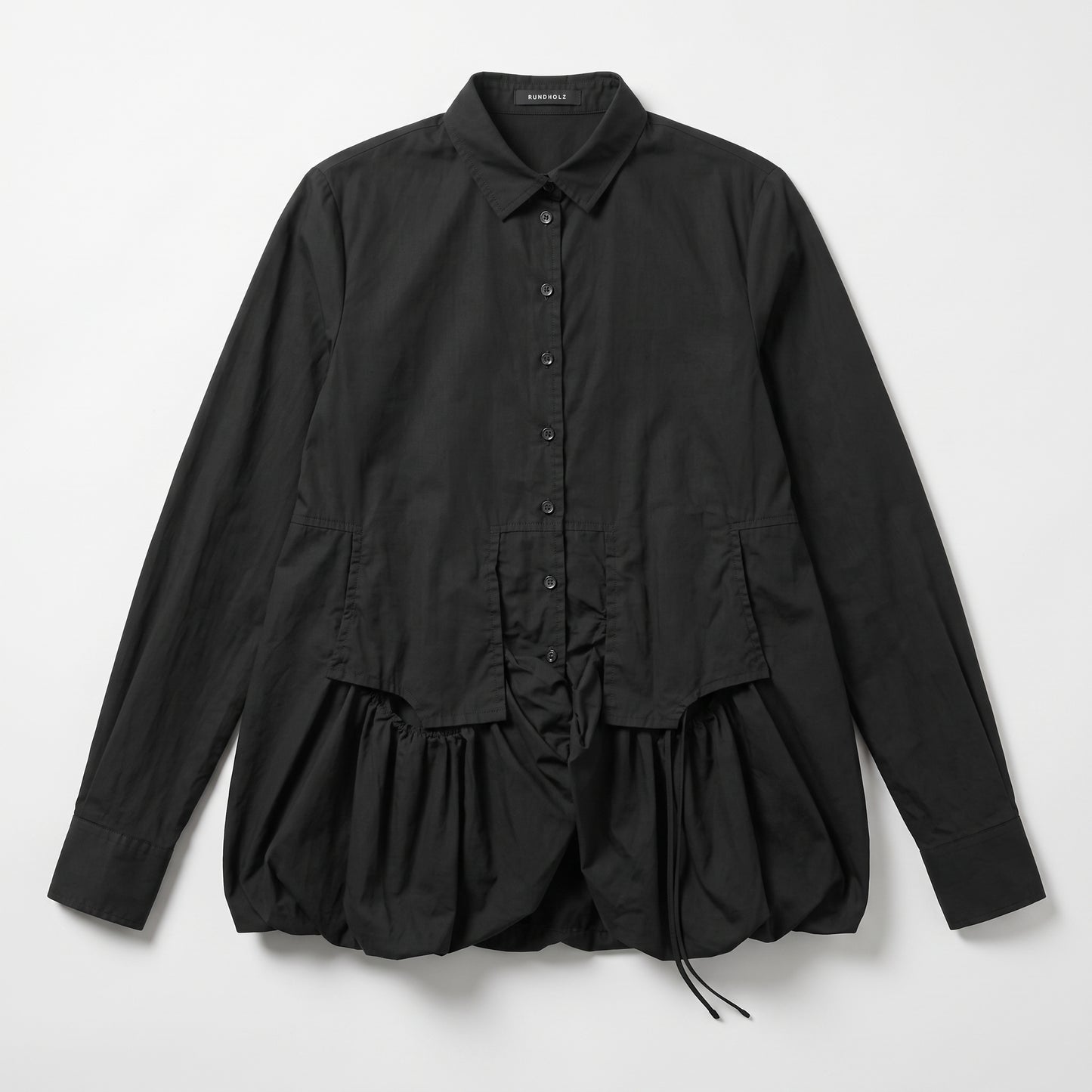 Structured Gathered Hem Cotton Shirt