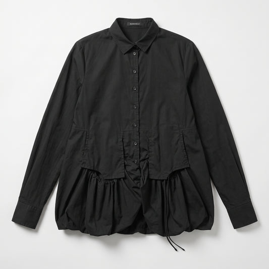 Structured Gathered Hem Cotton Shirt
