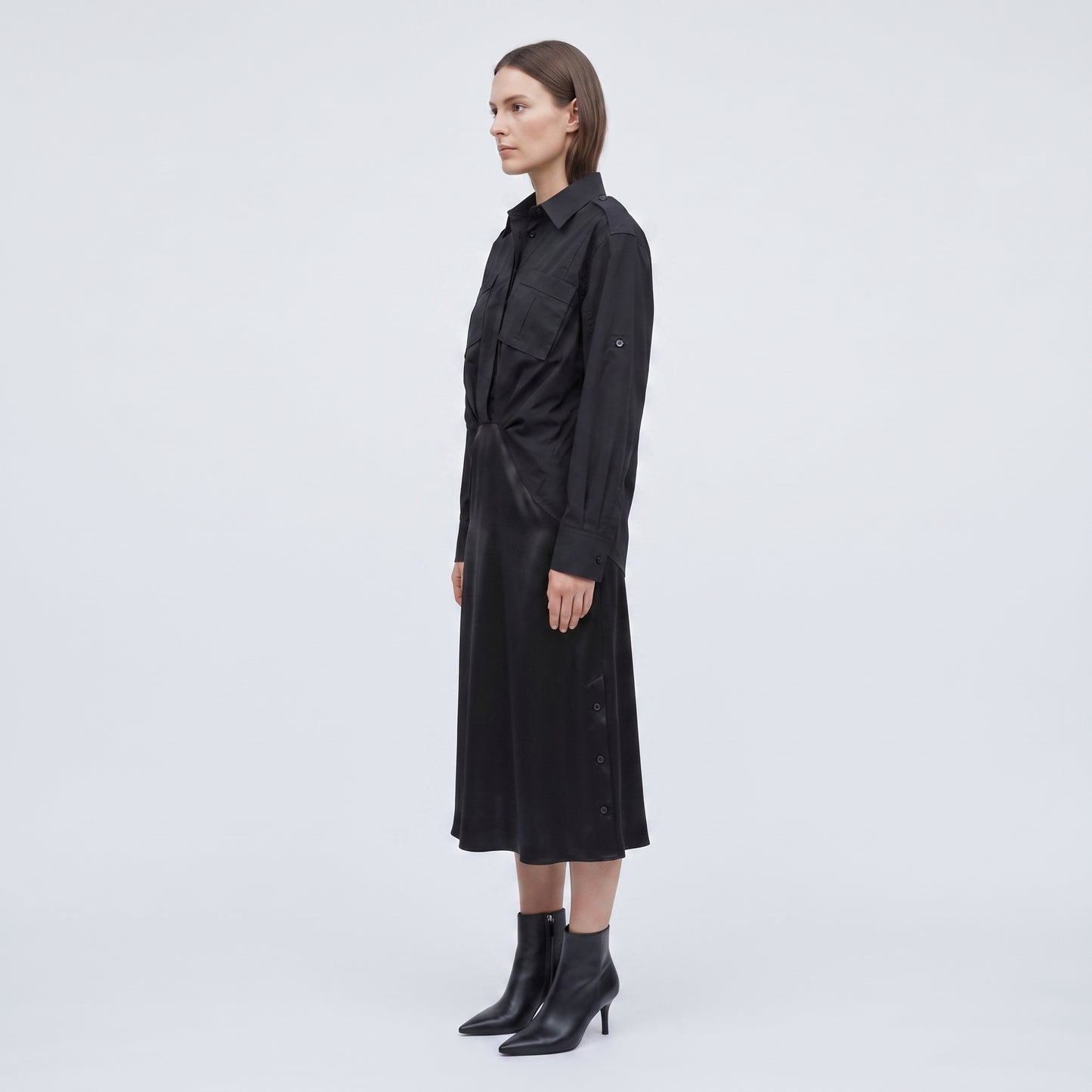 Hybrid Utility Silk Shirt Dress