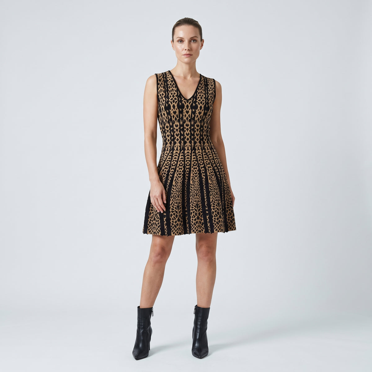 Leopard Print Knit Fit-And-Flare Dress