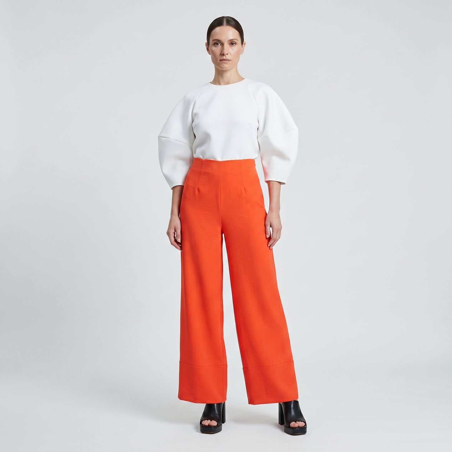 Red Wide Leg Tailored Trousers