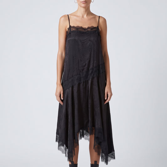 Lace Trimmed Silk Camisole Dress