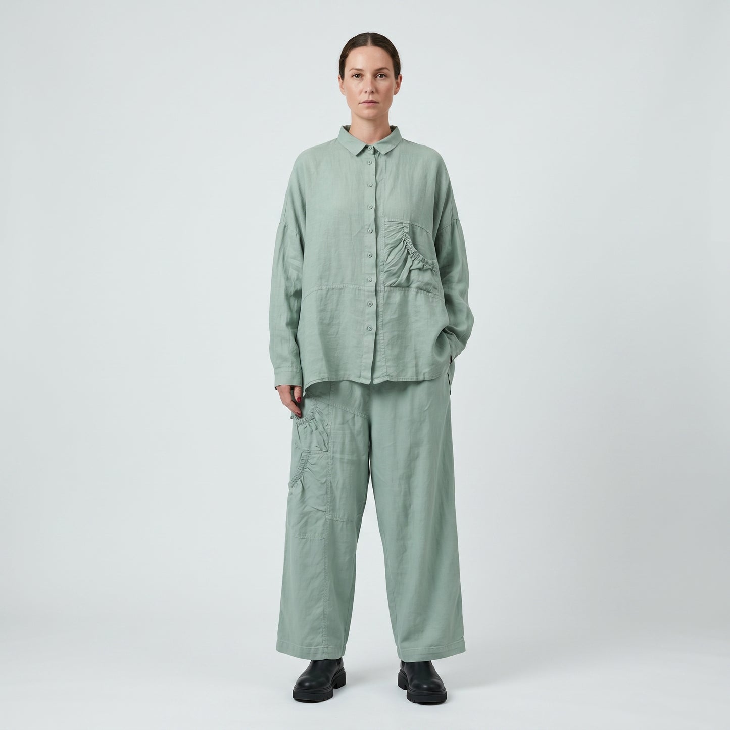 Oversized Sage Linen Shirt