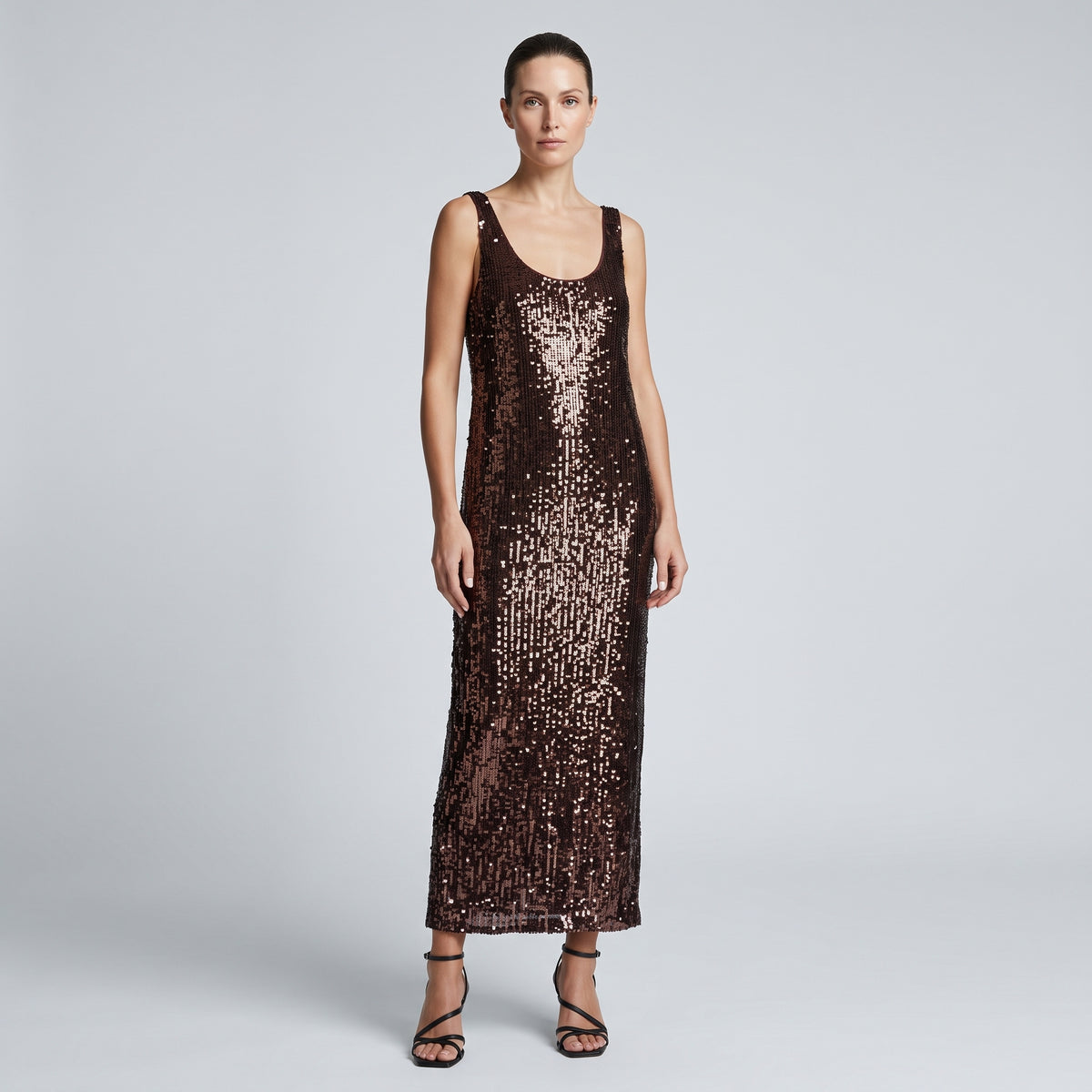 Sequined Scoop Neck Midi Dress