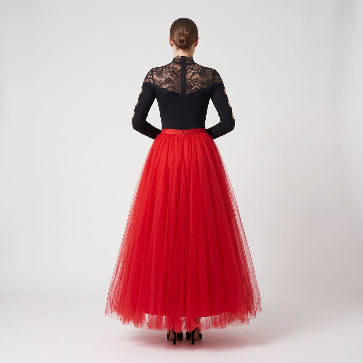Voluminous Red Tulle Maxi Skirt
