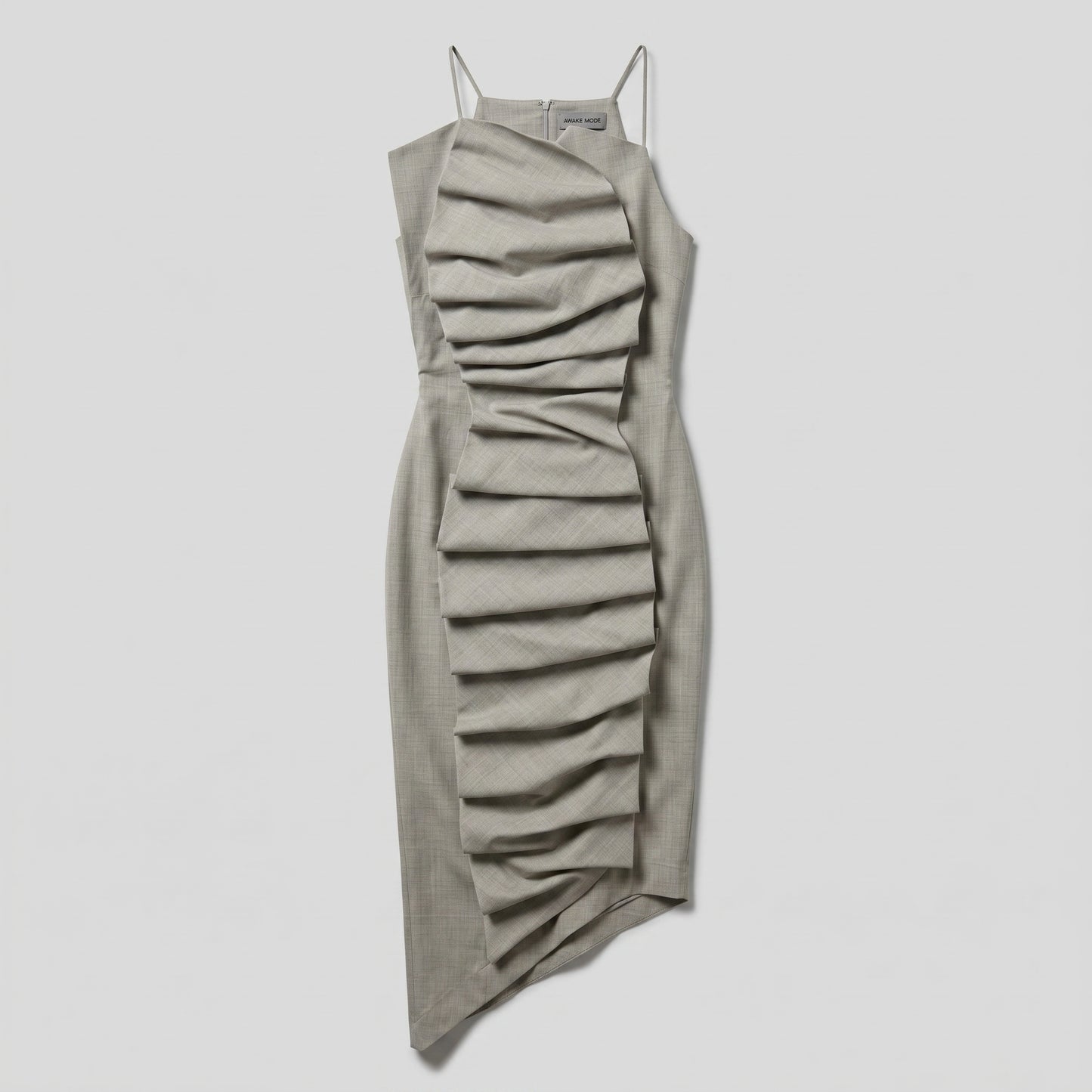 Asymmetric Ruched Midi Dress