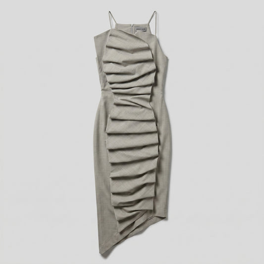 Asymmetric Ruched Midi Dress