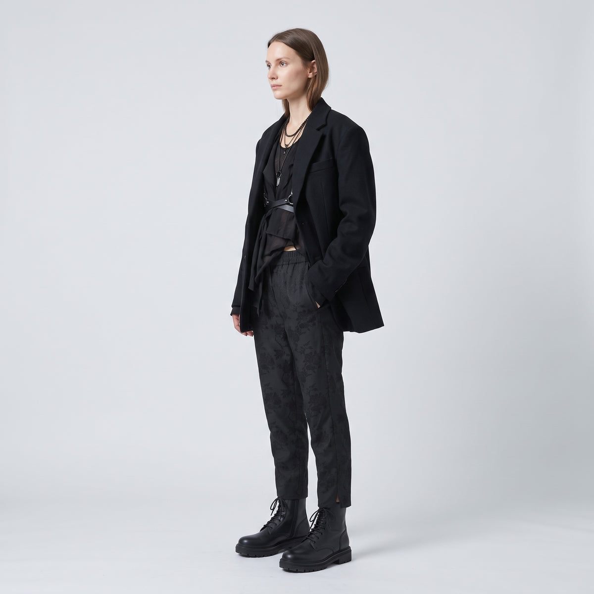 Floral Jacquard Tailored Trousers