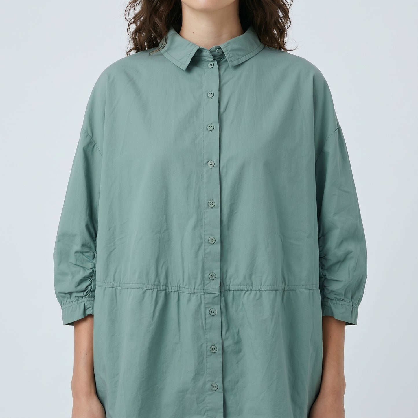 Sage Green Oversized Cotton Shirt