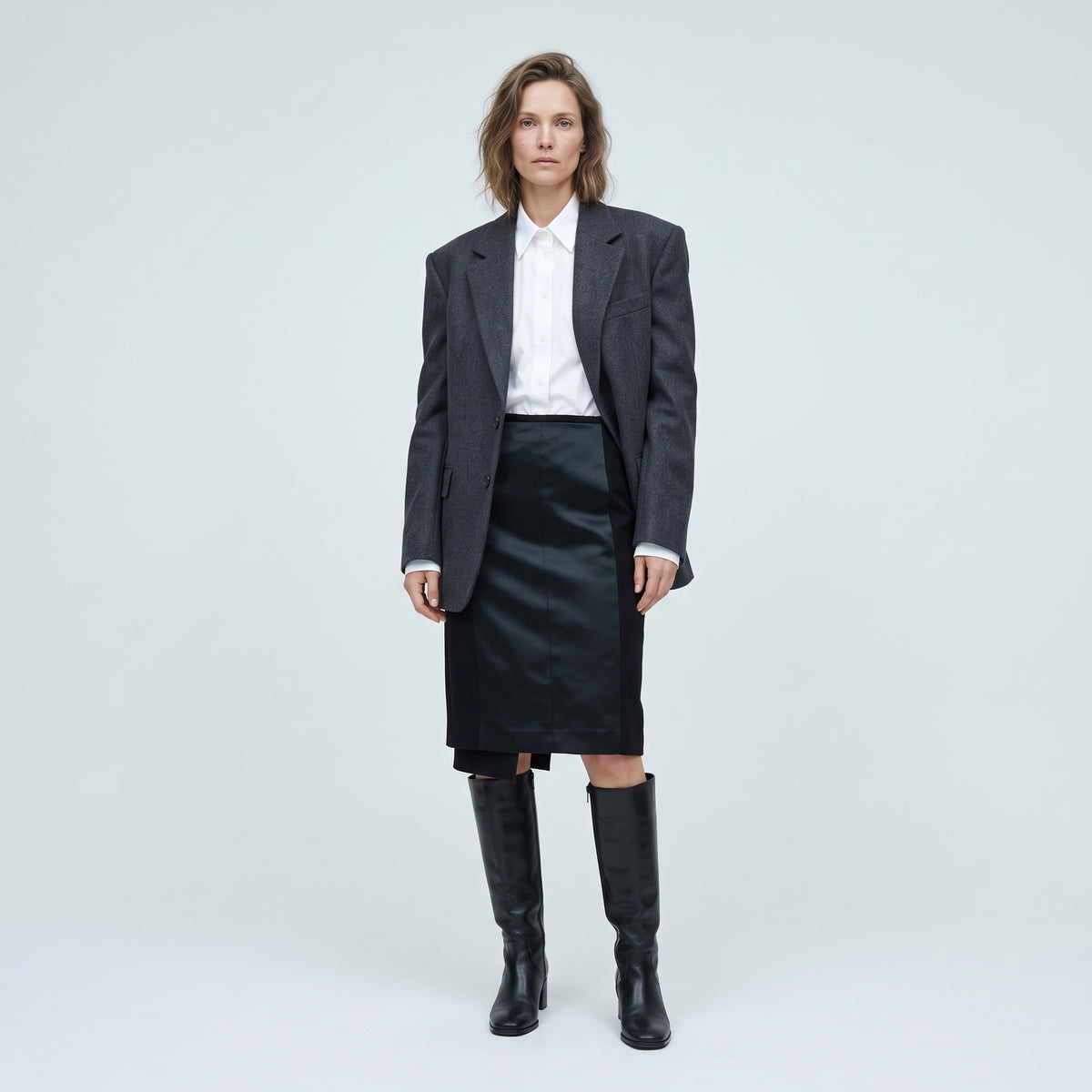 Asymmetric Tailored Black Skirt