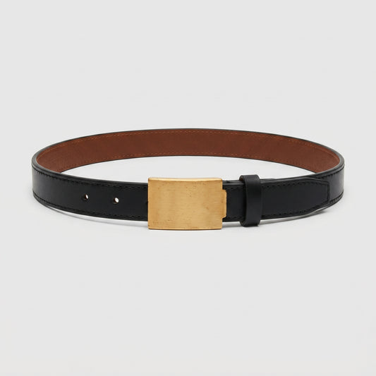 Classic Leather Plate Buckle Belt