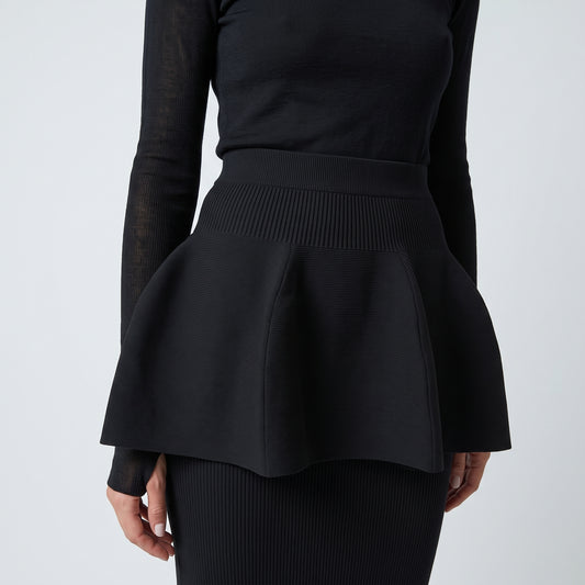 Architectural Peplum Ribbed Knit Top