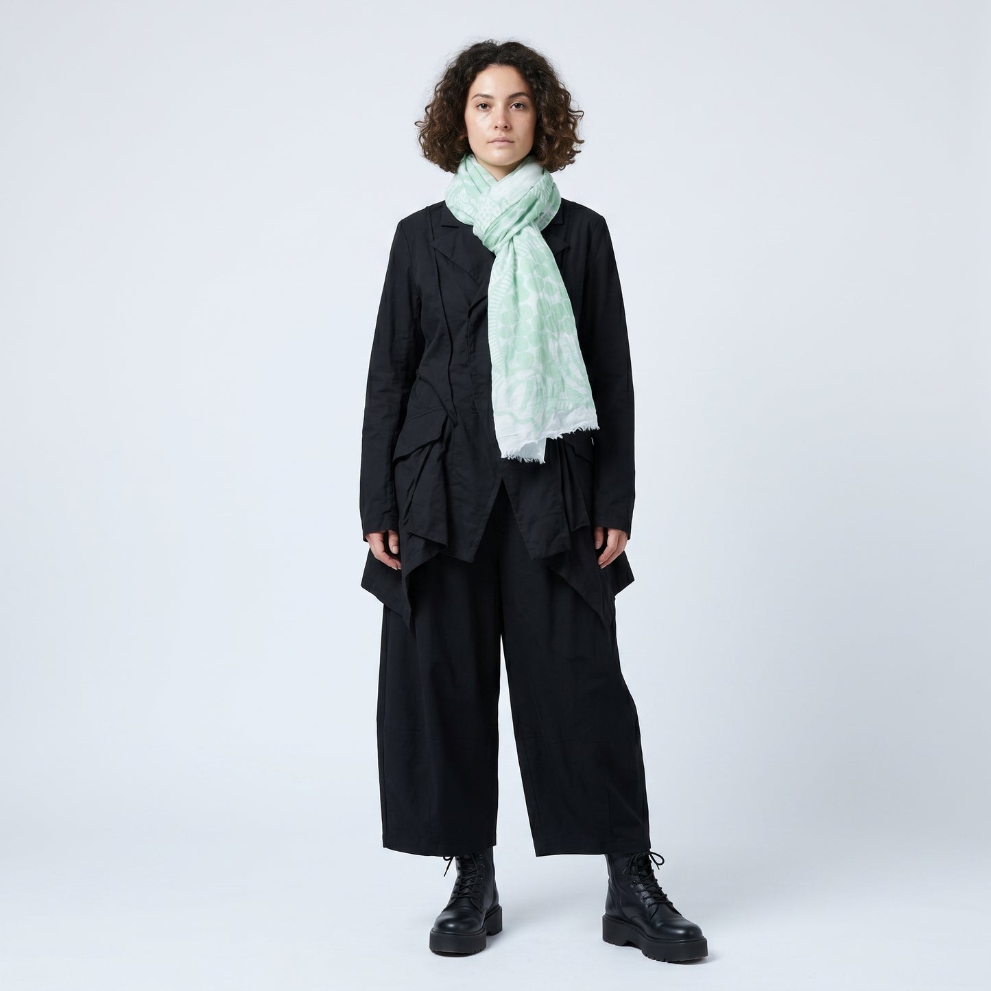 Mint Green Patterned Lightweight Scarf