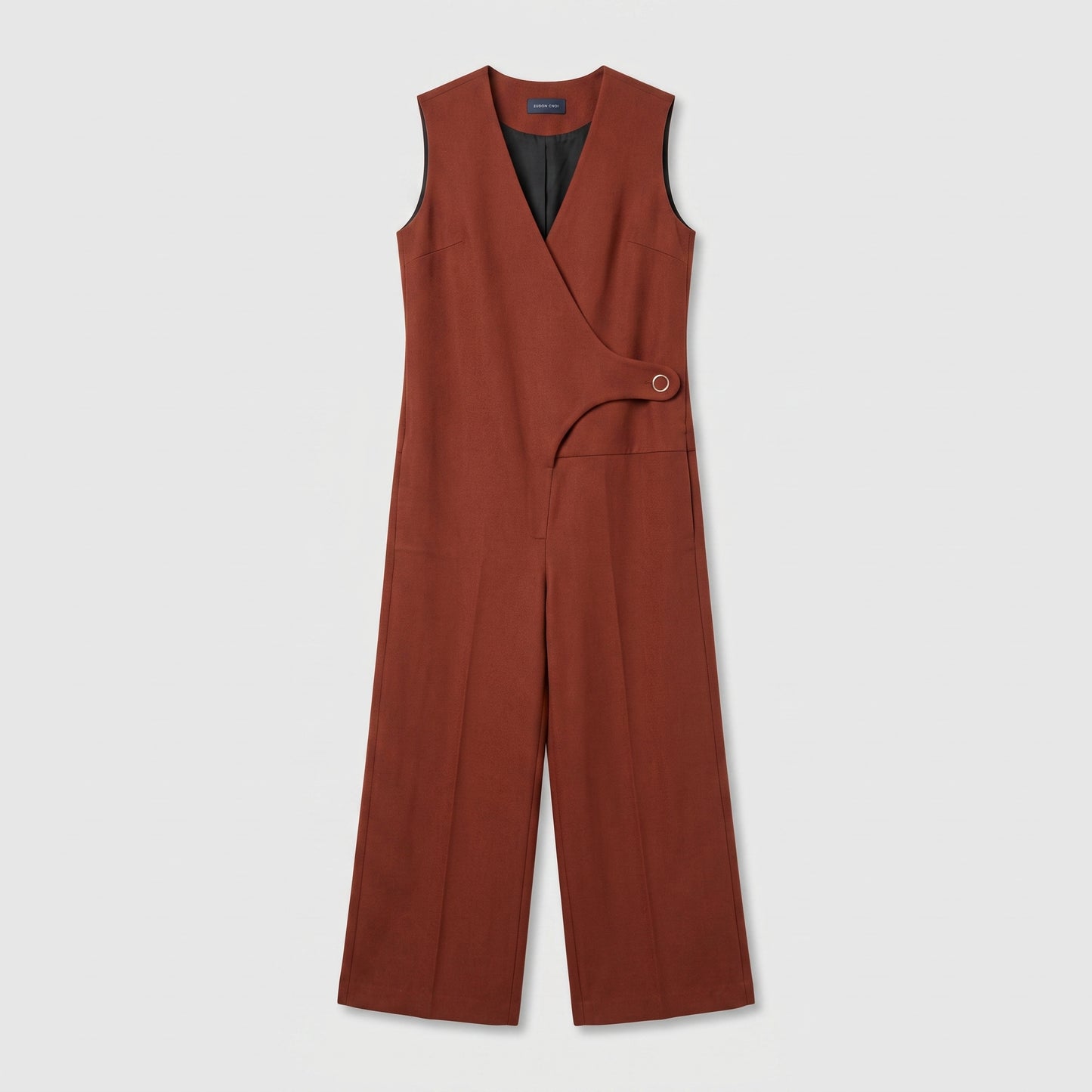 Tailored Asymmetric Rust Jumpsuit