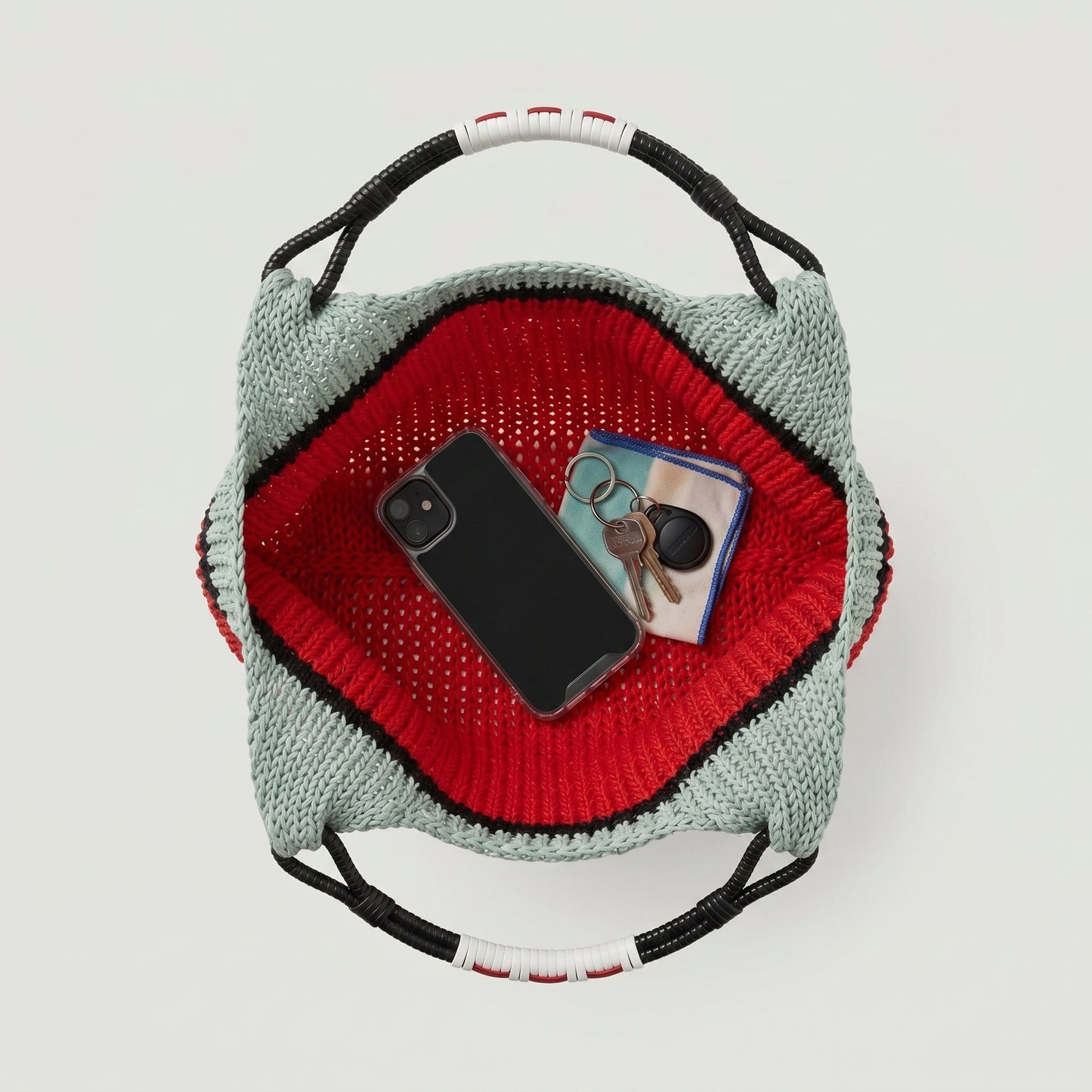 Tricolor Knit Shoulder Bag