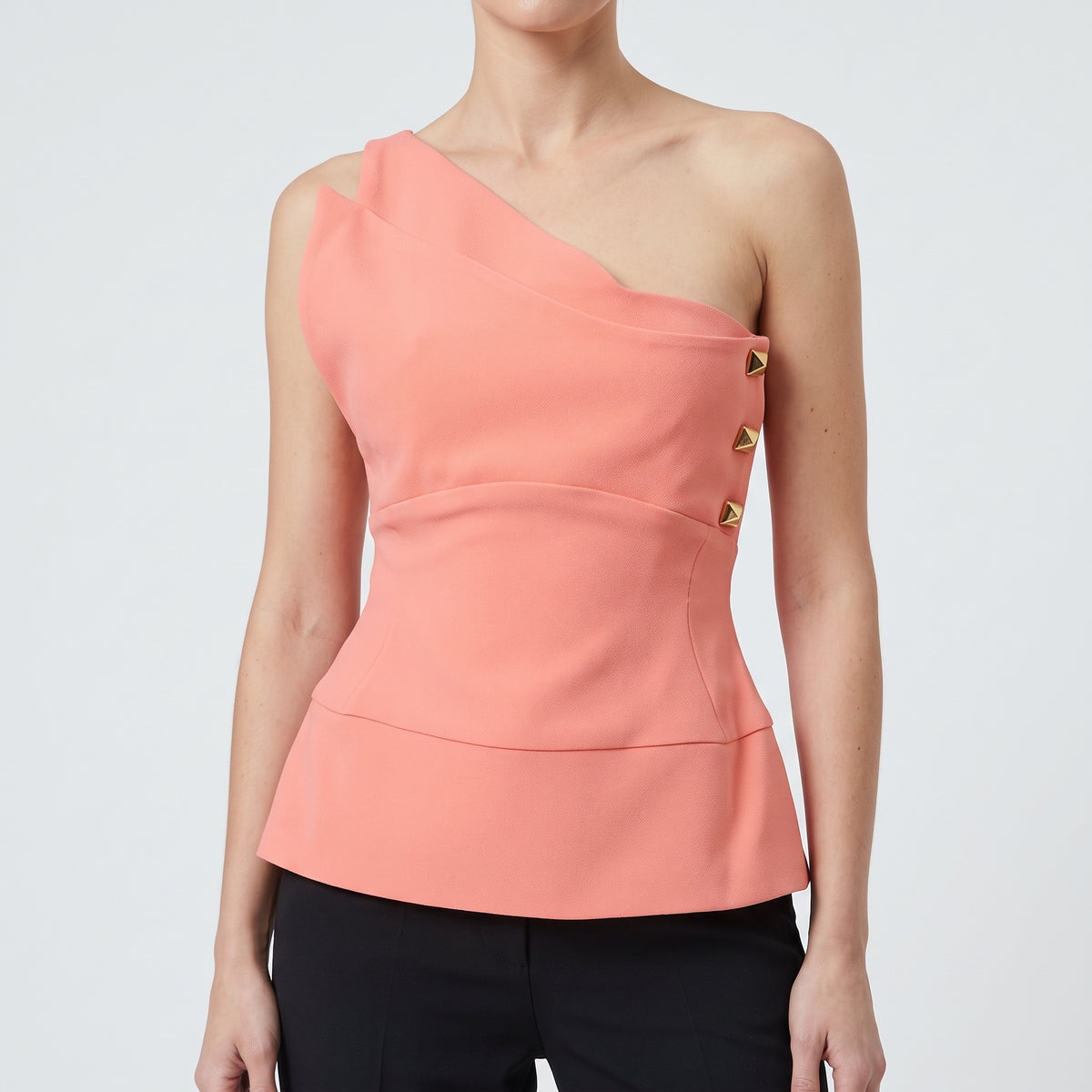 One-Shoulder Structured Peplum Top