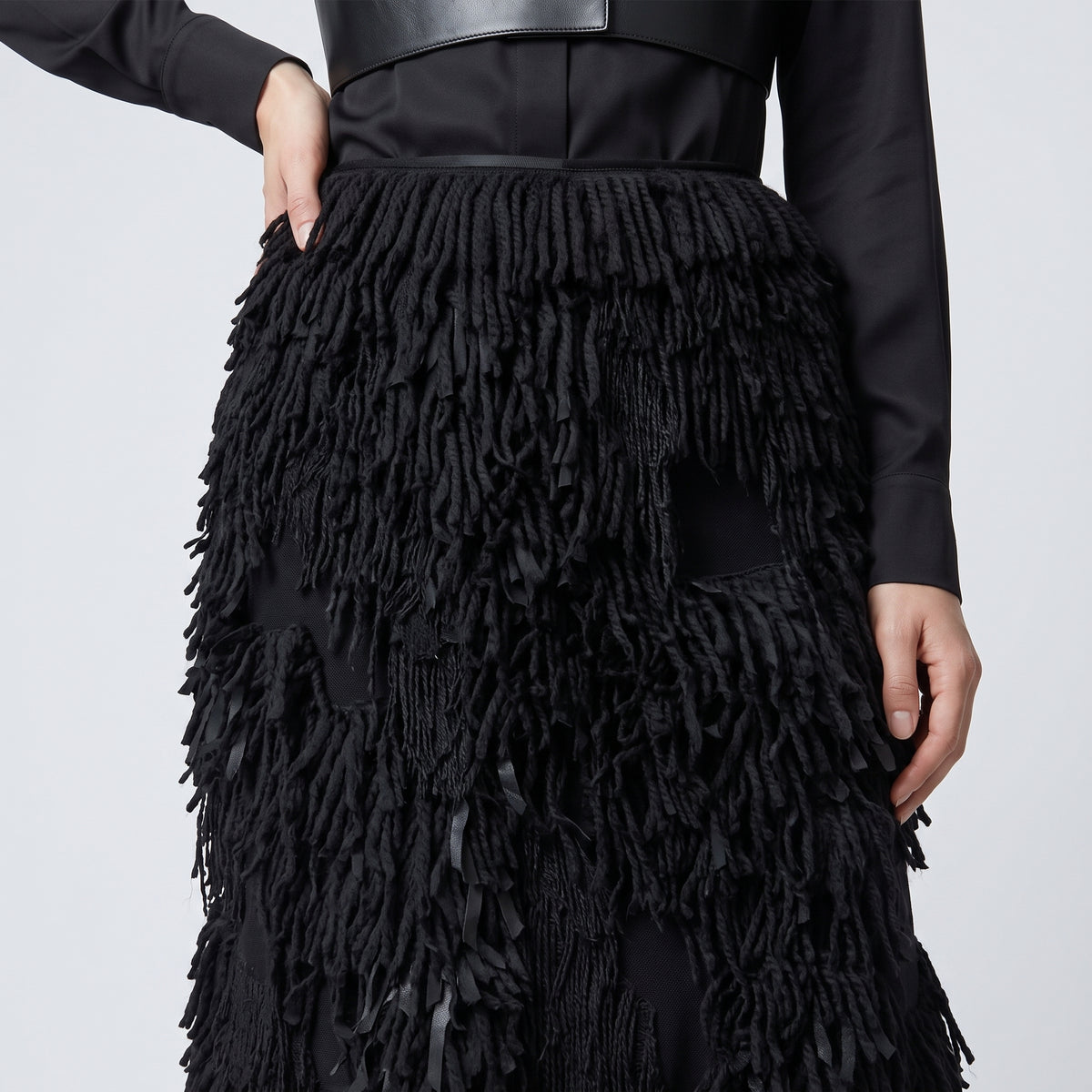 Fringed Textured Statement Skirt