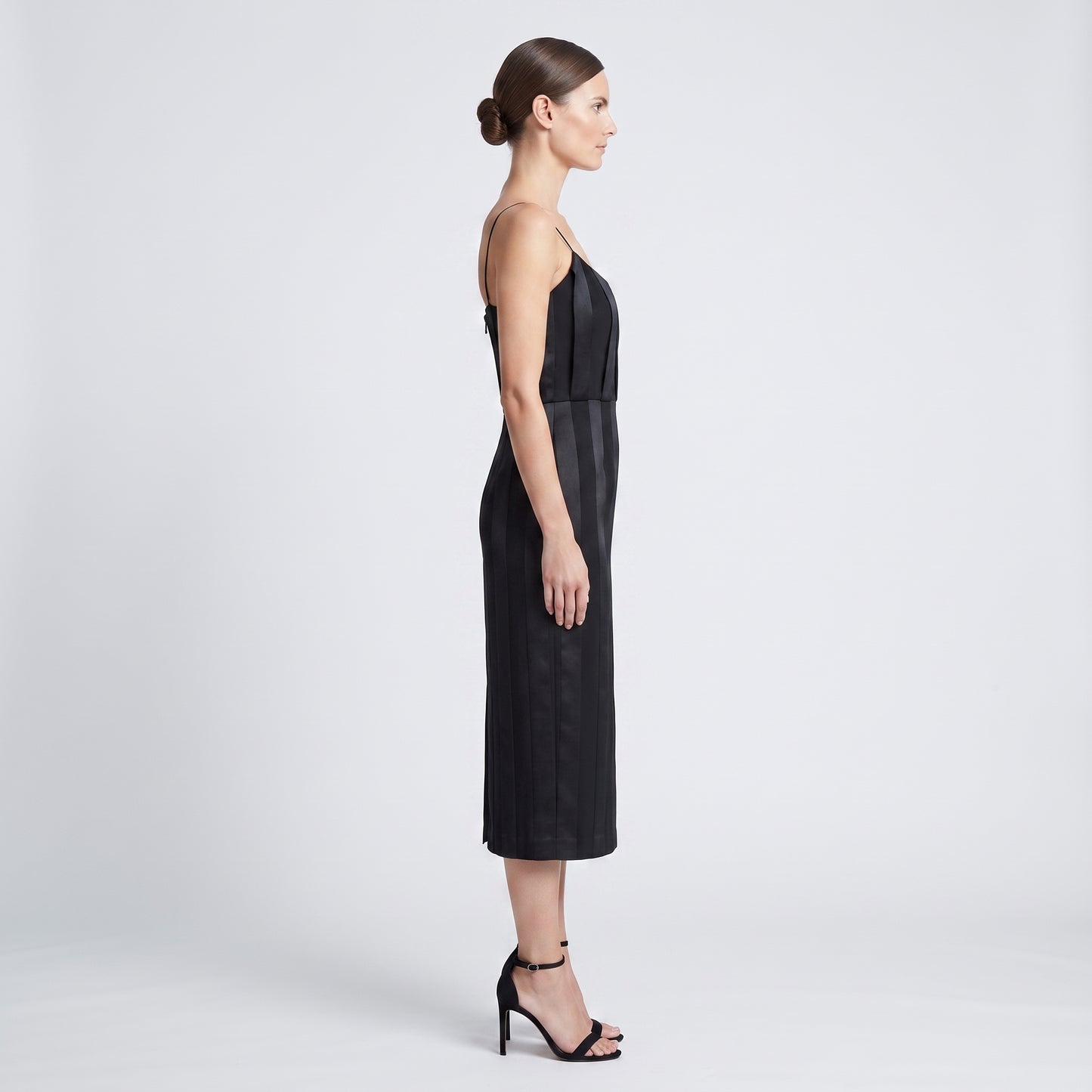 Sleek Ribbon Paneled Midi Dress