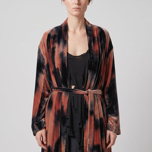 Tie-Dye Velvet Wrap Coat