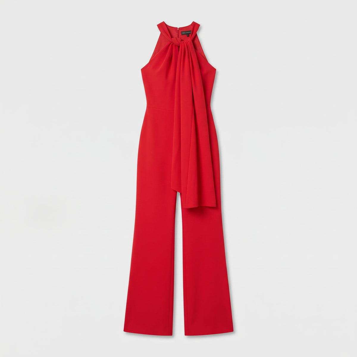 Red Halter Neck Draped Jumpsuit