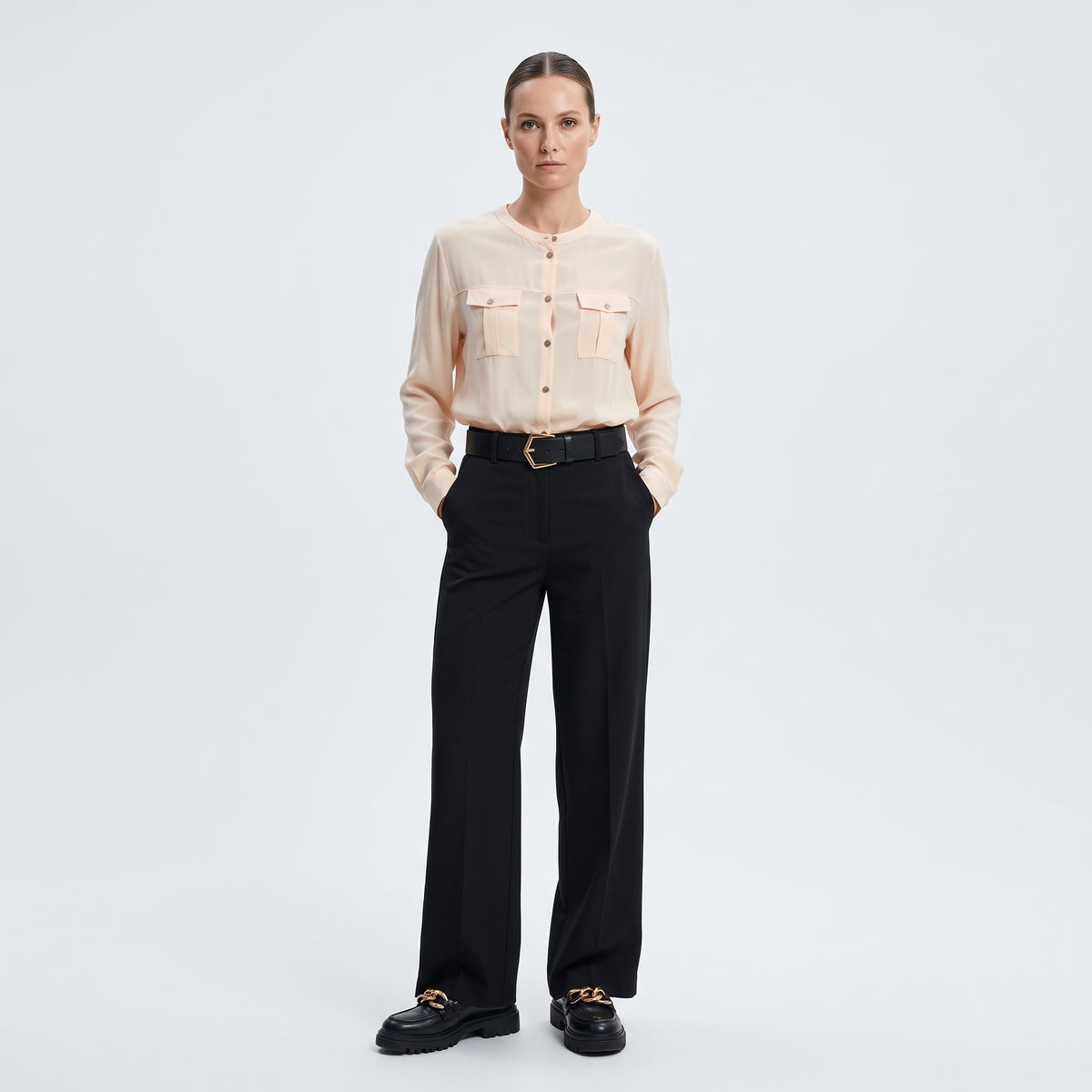 Silk Button-Down Utility Shirt