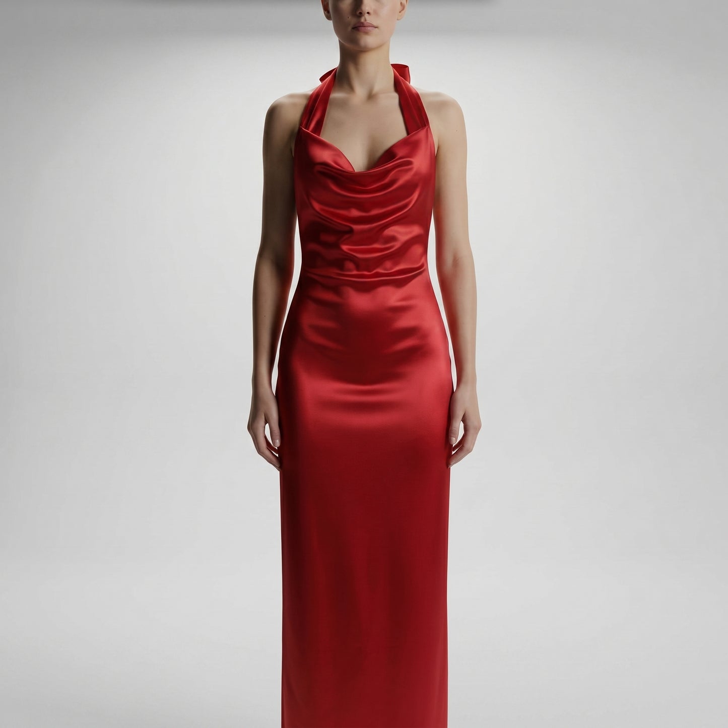 Satin Halter Neck Maxi Dress