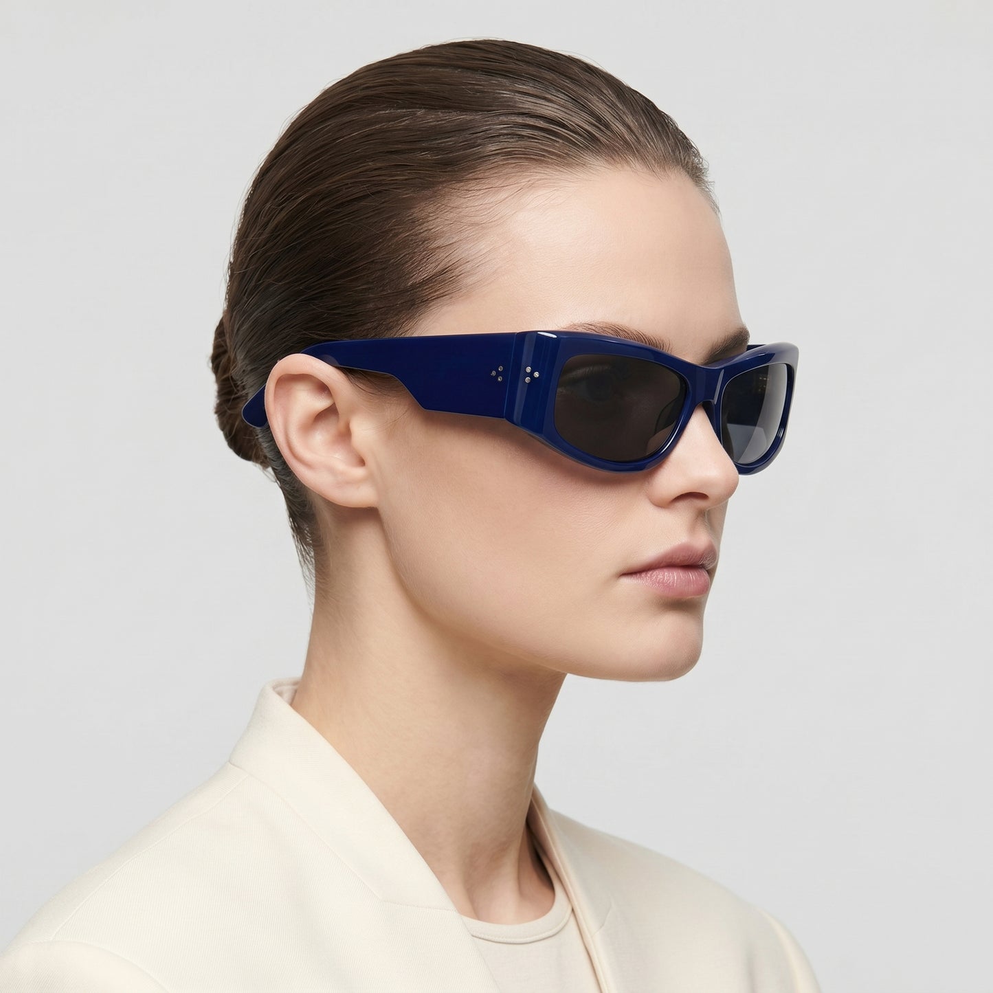 Navy Rectangular Acetate Sunglasses