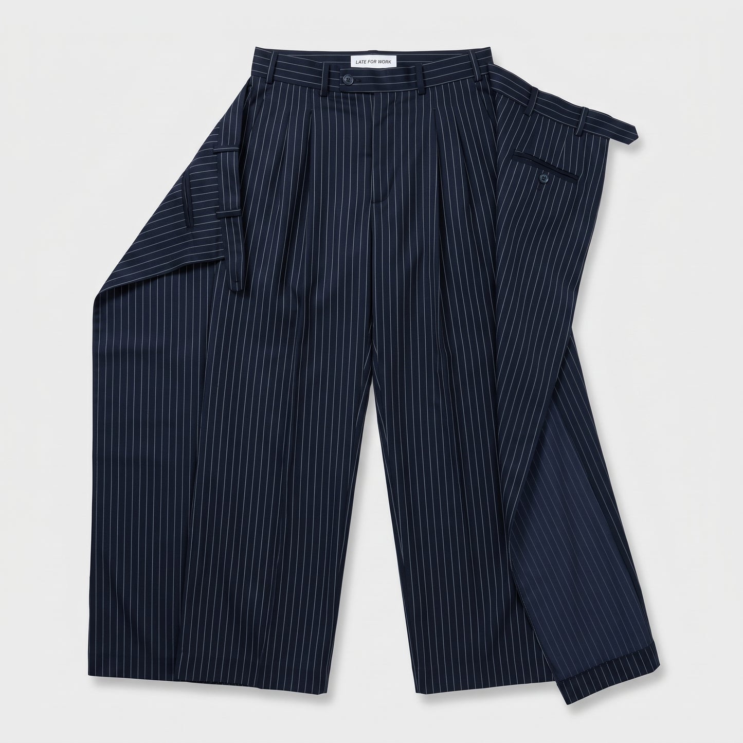 Pinstriped Tailored Wide-Leg Trousers