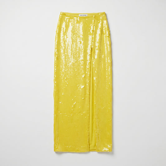 Radiant Yellow Sequin Midi Skirt