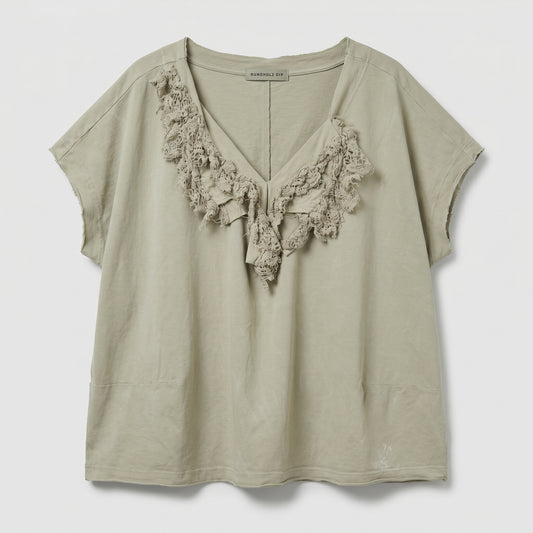 Lace Trimmed V-Neck Top