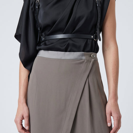 Asymmetric Wrap Midi Skirt