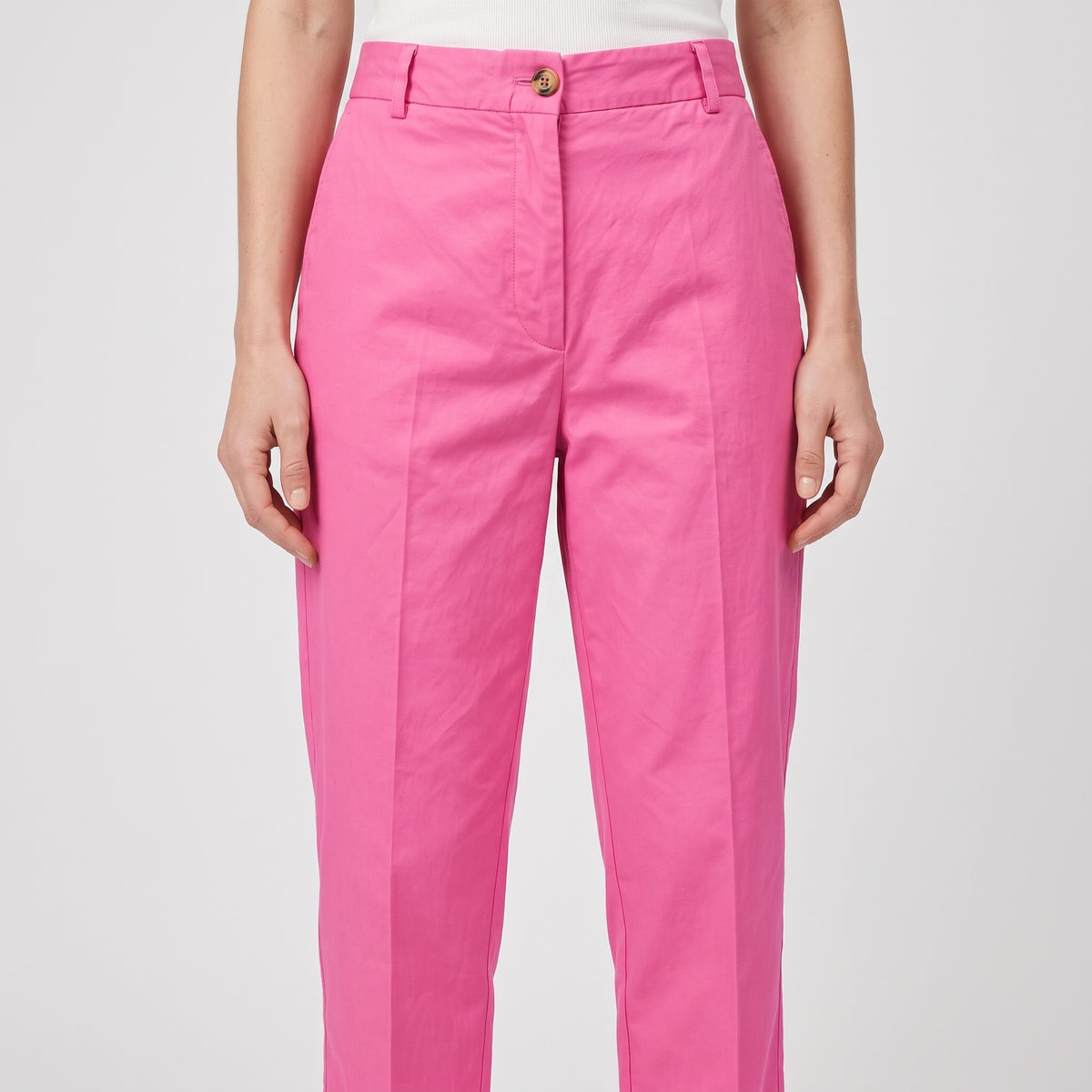 Vibrant Pink Tailored Cotton Trousers