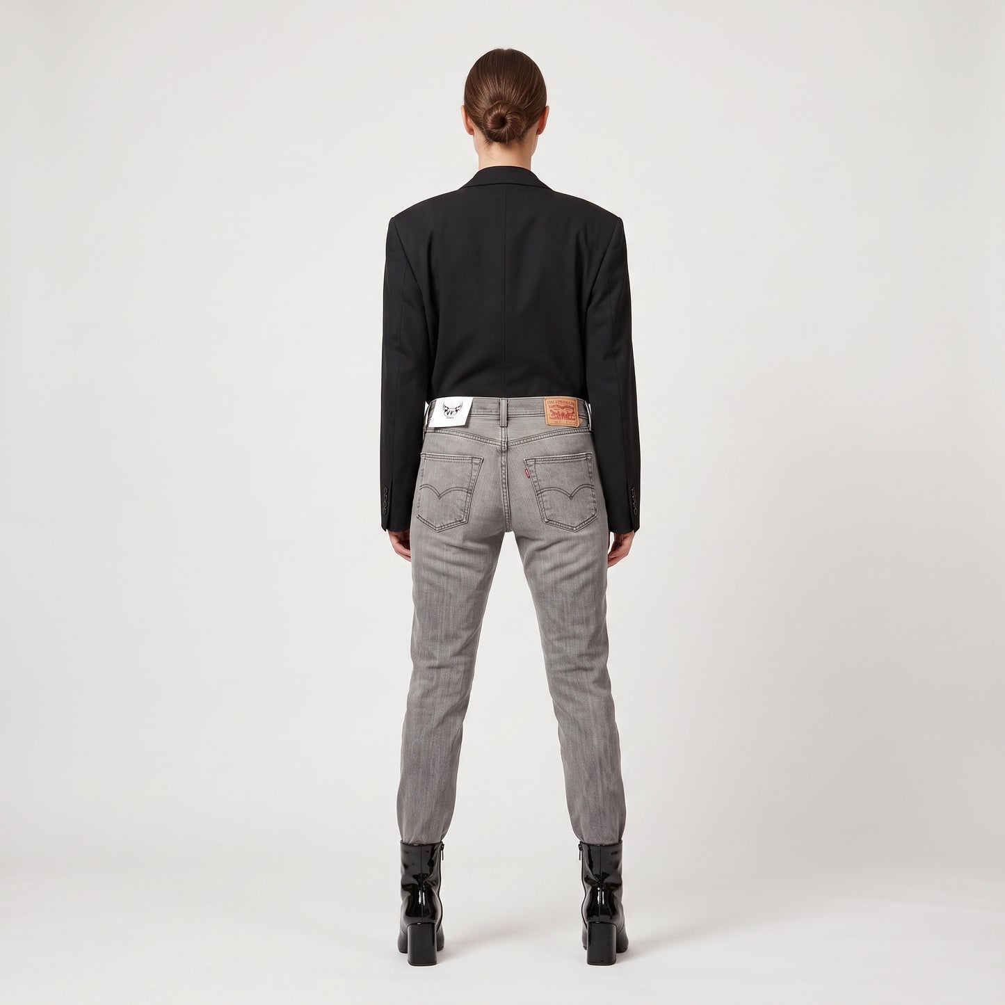 Graphic Printed Grey Denim Jeans