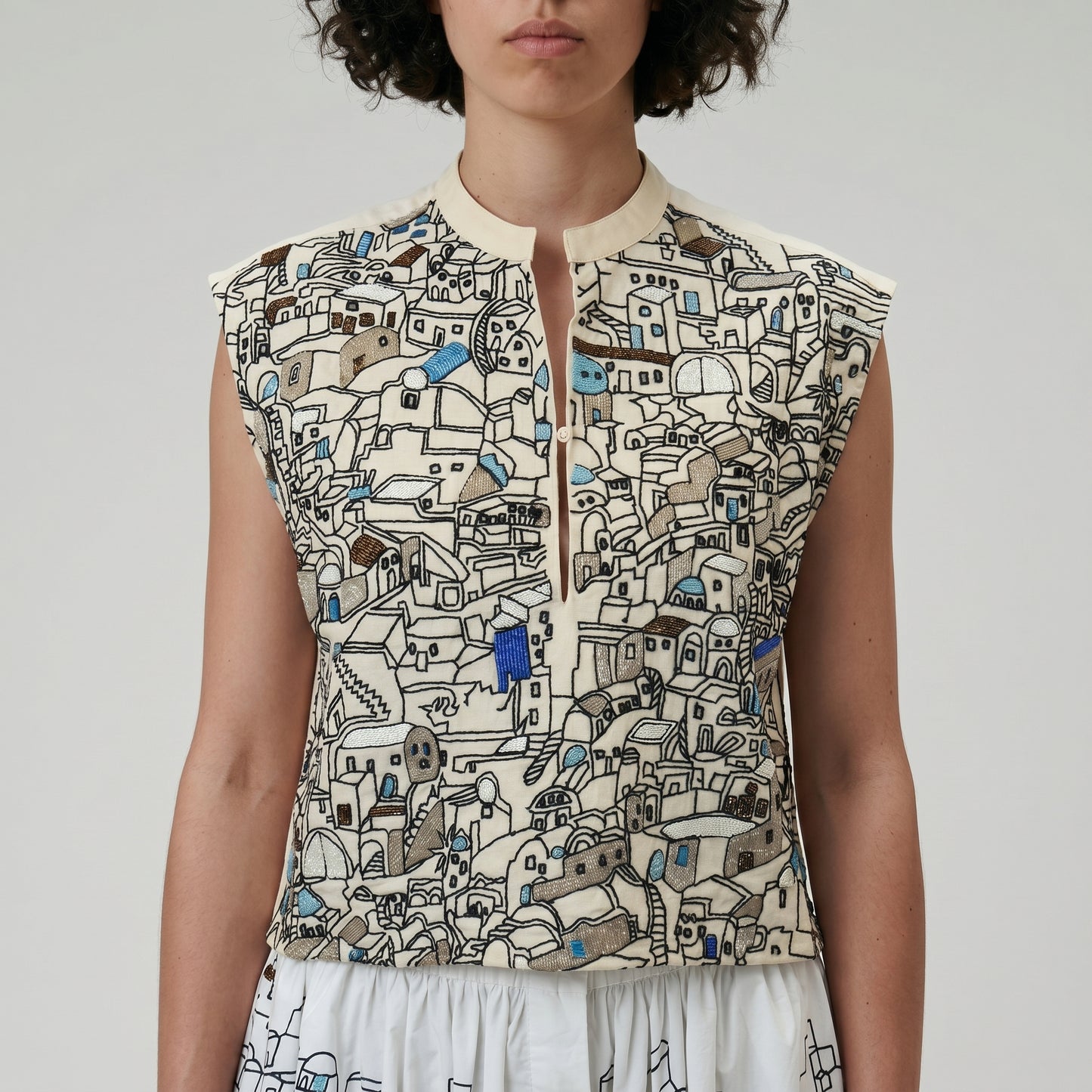 Embroidered Architectural Structured Vest