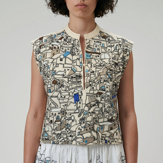 Embroidered Architectural Structured Vest