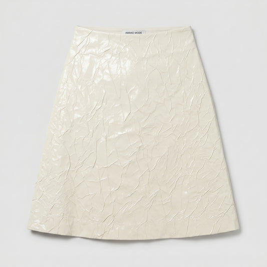 Crinkled Patent A Line Skirt