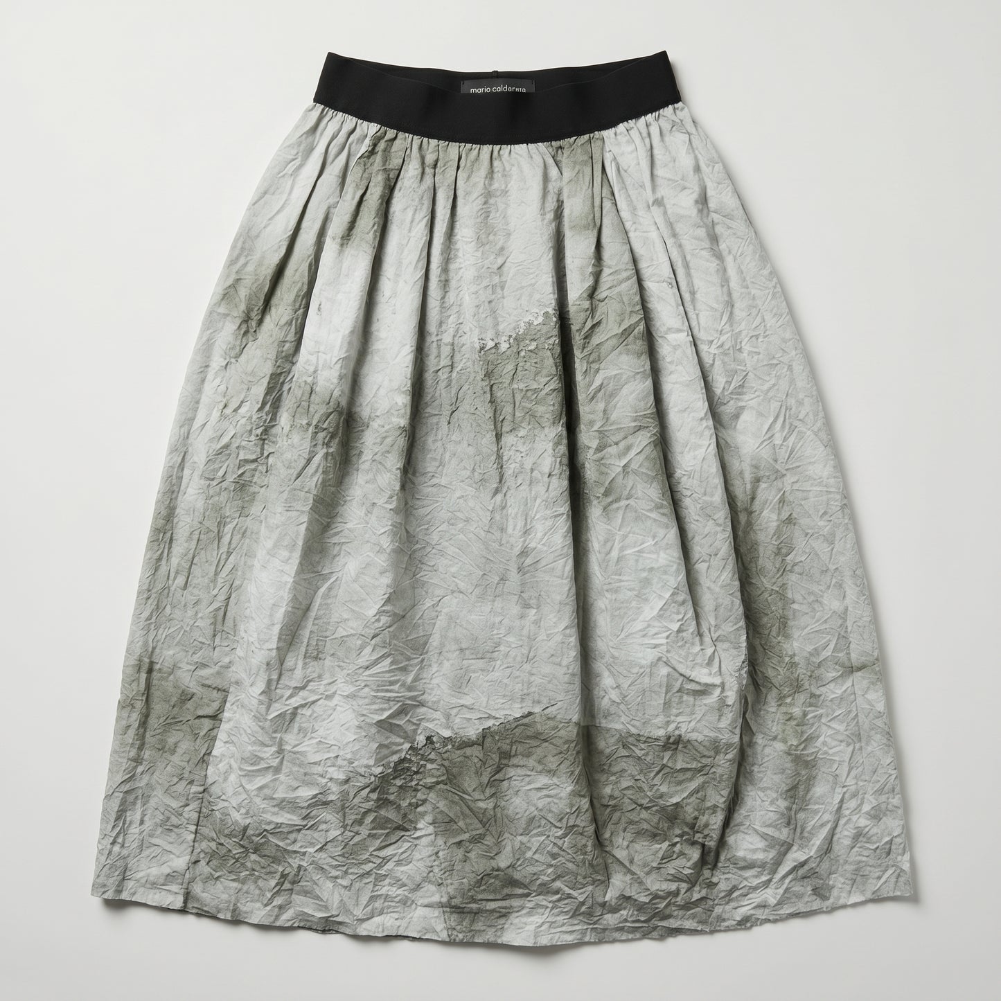 Crinkled Elastic Waist Midi Skirt