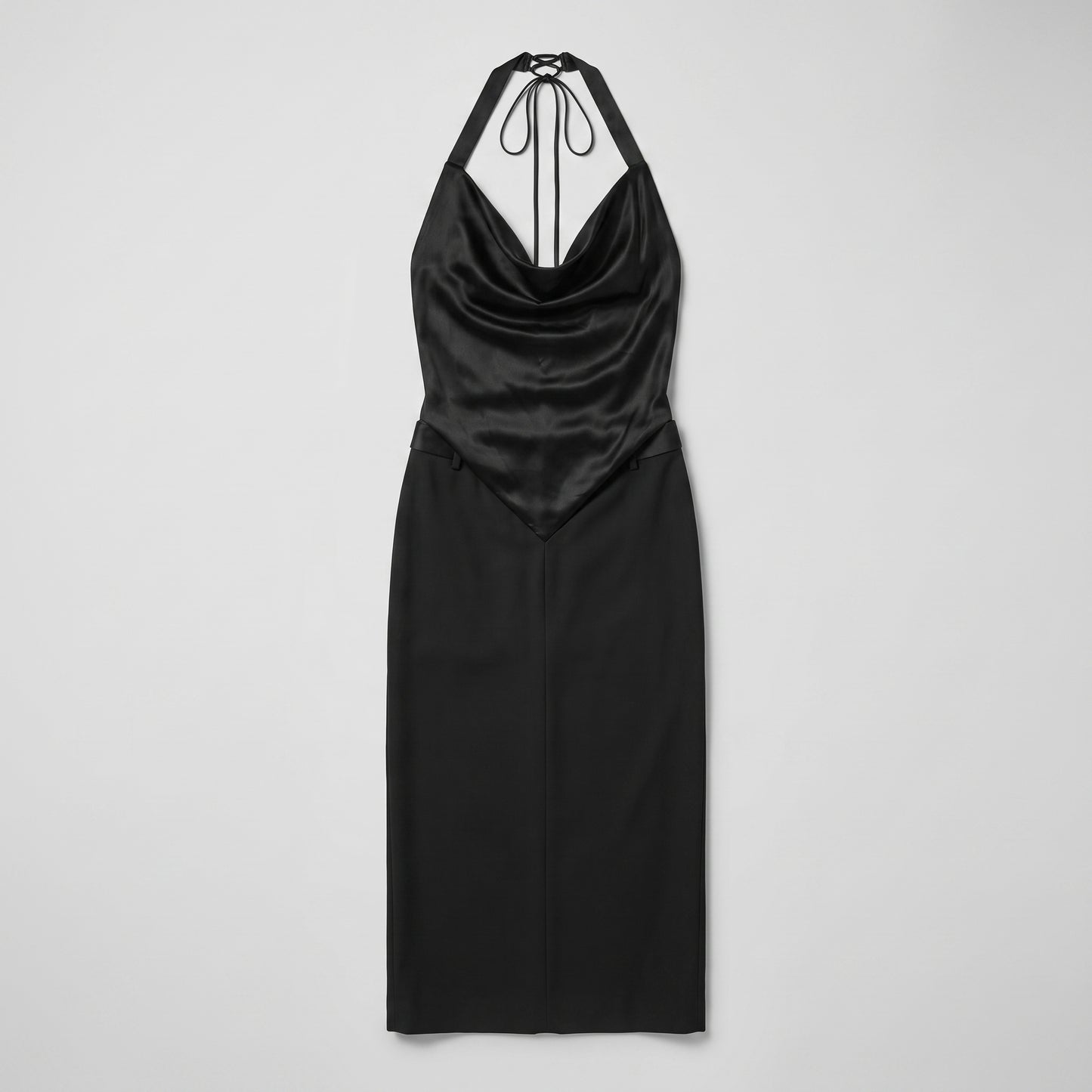 Satin Halter Tailored Midi Dress