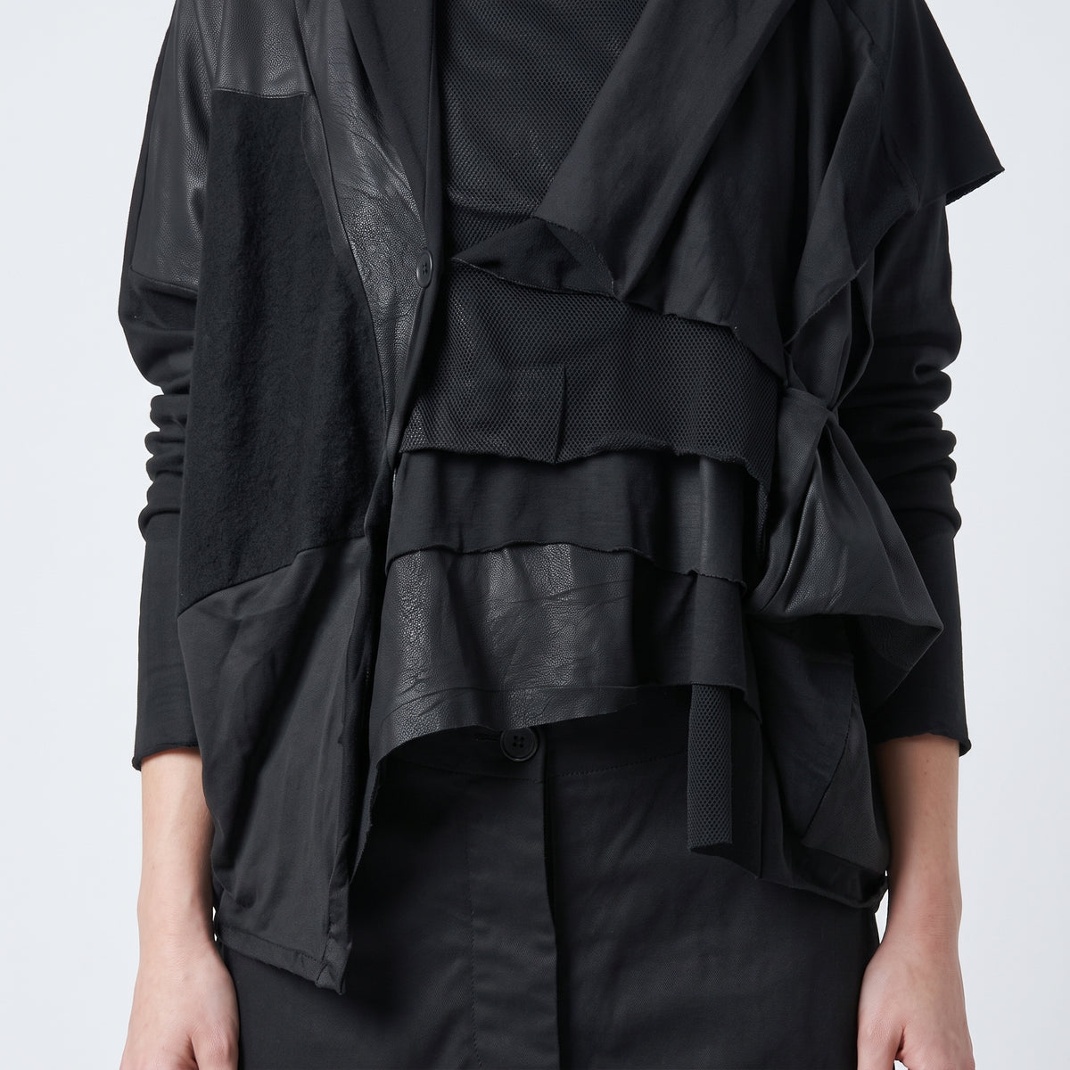 Black Structured Drop-Crotch Trousers