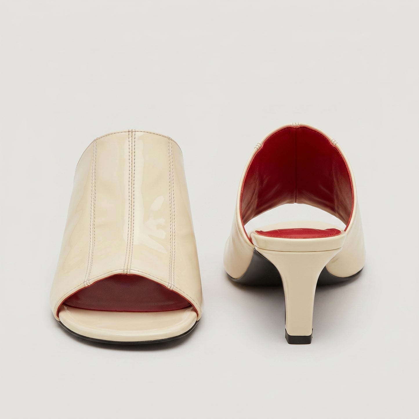 Patent Leather Peep-Toe Mules