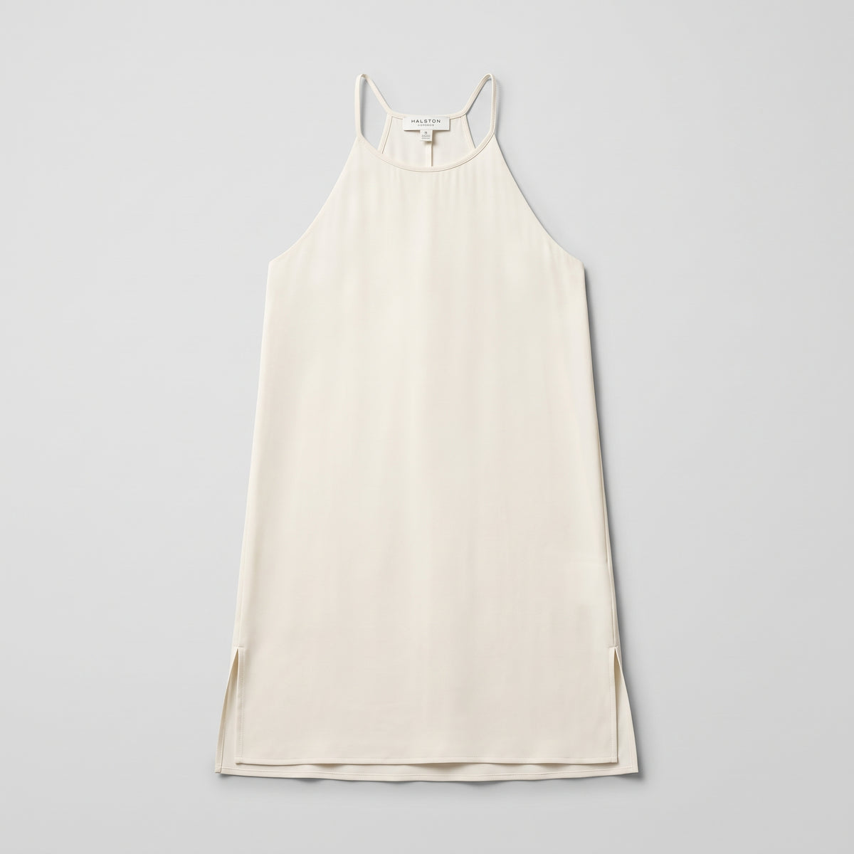 Sleeveless Cream Satin Tank Dress