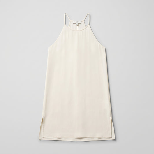 Sleeveless Cream Satin Tank Dress